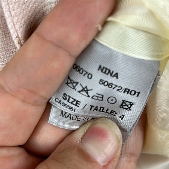 Bernard Zins Paris Women’s 4 Pink Nina Blazer Jacket Pearl Button Work Dressy - Picture 4 of 7